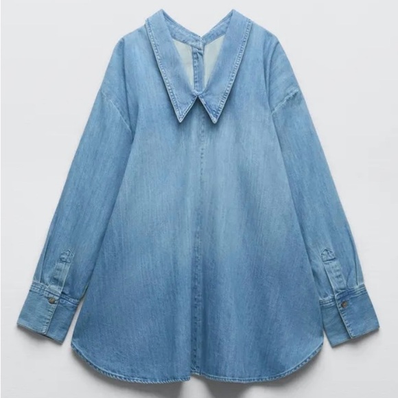 ZARA Oversized denim shirt - Picture 2 of 5